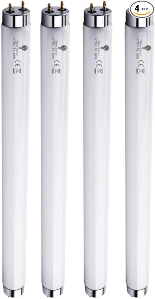 Bluex Bulbs 4 Pack Bug Zapper Replacement Lamp Bulb Light Tube 10W for 20W Electronic Bug Zapper T8 Fluorescent Light Tube Replacement Bulb for Bug Zapper