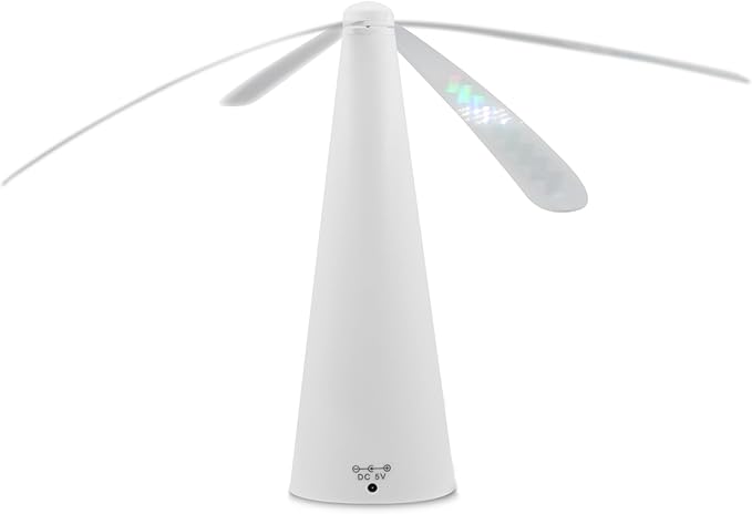 BUGGOFF White Fly & Flying Insect Repellent Fan with Twin Blades, Table top & Hangable, Battery Powered or 5V Plug in, Batteries NOT Included. Safe Blades with Auto Stop. (1 Pack)