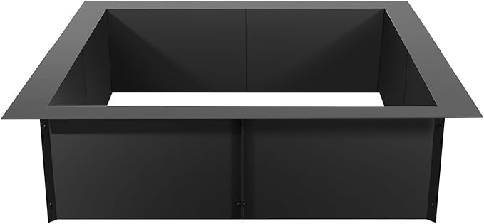 VEVOR Fire Pit Ring, 36x36 in Outer/30x30 in Inner Diameter, 10inch Height Square Fire Pit Insert, Heavy Duty Carbon Steel Liner DIY Campfire Ring Above or In-Ground, for Outdoor Camping, Bonfires