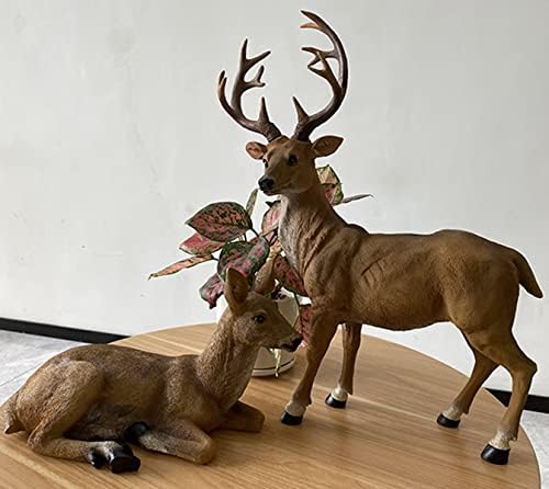 JHVYF Adorable Deer Statue Decor for Garden Yard Buck & Doe Lying Outdoor Sculptures for Home Decor 313+319…
