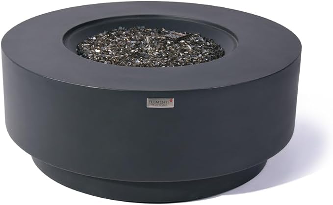 Nimes Concrete Fire Pit 40.9" x 40.9" Patio Firepit Includes Fire Glass Modern Fire Pits & Outdoor Fireplaces for Garden, Deck, Indoor & Outdoor Heating