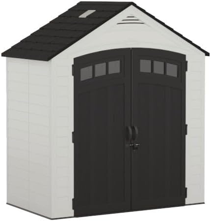 Suncast Vista 7' x 4' Outdoor Storage Shed with Pad-Lockable Double Doors and IllumiVent System, All-Weather Shed for Yard Storage, Brown, Made in The USA