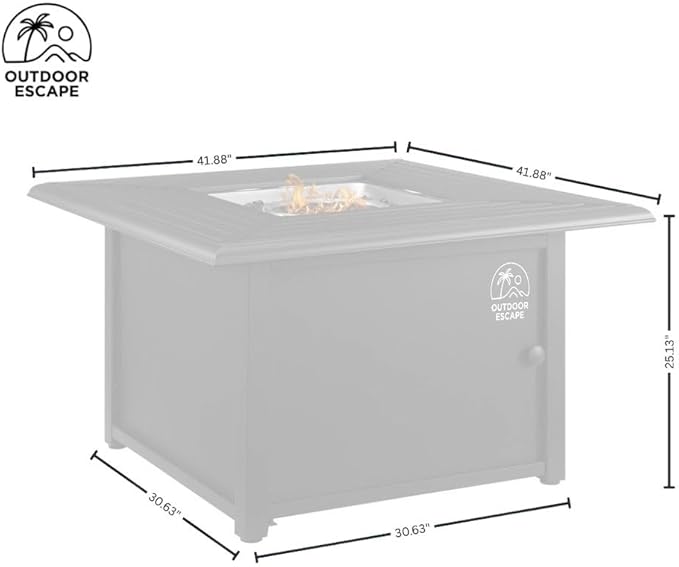 Black Fire Pit Table with Slatted Top and Covers – Propane Backyard Fireplace with Glass Beads and Tank Storage for Patio Furniture Use