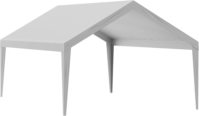 VEVOR Carport Replacement Canopy Cover 13 x 20 ft, Garage Top Tent Shelter Tarp Heavy-Duty Waterproof & UV Protected, Easy Installation with Ball Bungees,Grey (Only Top Cover, Frame Not Include)