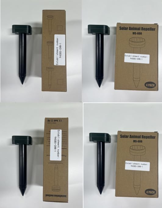 8Pack Mole Repellent Solar Powered, Waterproof Ultrasonic Mole Repellent Stakes Outdoor to Deterrent Gopher, Chipmunk, Squirrel, Vole, Snake, Armadillo, Groundhog Out of Lawn & Garden