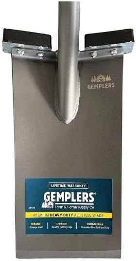 Gemplers Long Handle All-Steel Spade, Self-Sharpening Blade, Two Cushioned Footpads, 63" L