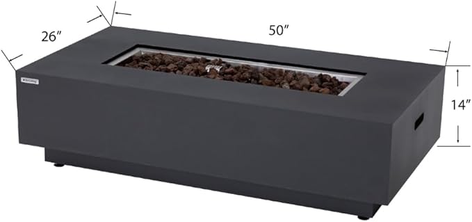 Westwood 50” Propane Fire Pit Smokeless Firepit Converts to Outdoor Gas Fire Pit for Outside Patio Firepit Table Includes Windscreen Rain & Tank Cover Lava Rocks Lid CSA Certified