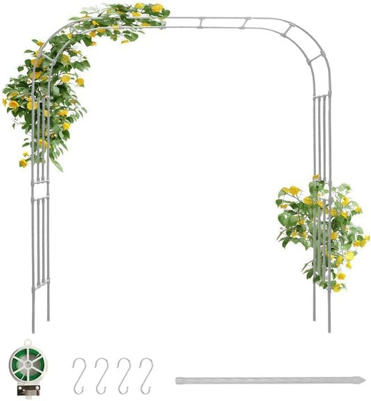 SHANTRA Garden Arch Trellis, 126’’ L x 94.5’’ H Adjustable Garden Arbor Trellis for Climbing Plants Outdoor, Large Wedding Arch for Ceremony, Party, and Lawn Decoration, White