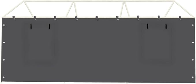 Sidewall Panel with Mesh Windows and Elastic Ball Bungees, for 10x20 FT or 12x20 FT Garage Party Tent Shelter - Gray, One Sidewall Panel Only
