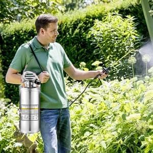 Stainless Steel Sprayer 3 Gallon - Steel Hand-Pump Sprayer, with 3.3-inch Reinforced Hose - Garden Sprayer for Home, Gardening, Ground Cleaning(3Gallon)