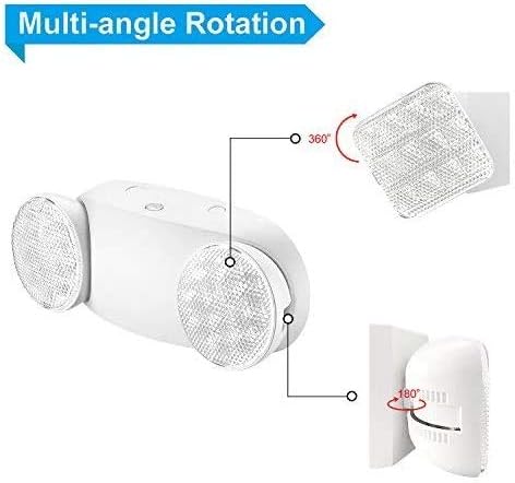 2 Pack White LED Emergency Lights with Battery Backup, Two Head Adjustable Emergency Lighting Fixtures-Fireproof Materials-Emergency Lighting Fixture/Emergency Light Home.