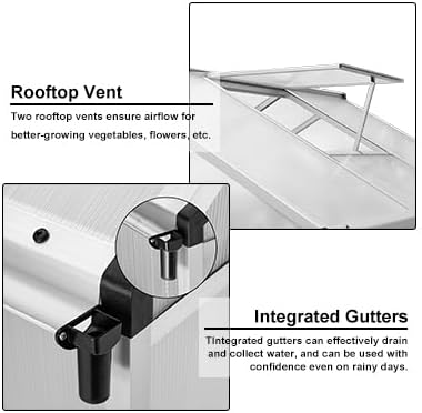 Garvee 6.25x6 FT Greenhouse for Outdoors, Polycarbonate Greenhouse with Quick Setup Structure and Roof Vent, Aluminum Large Walk-in, for Outside Garden Backyard, Silver