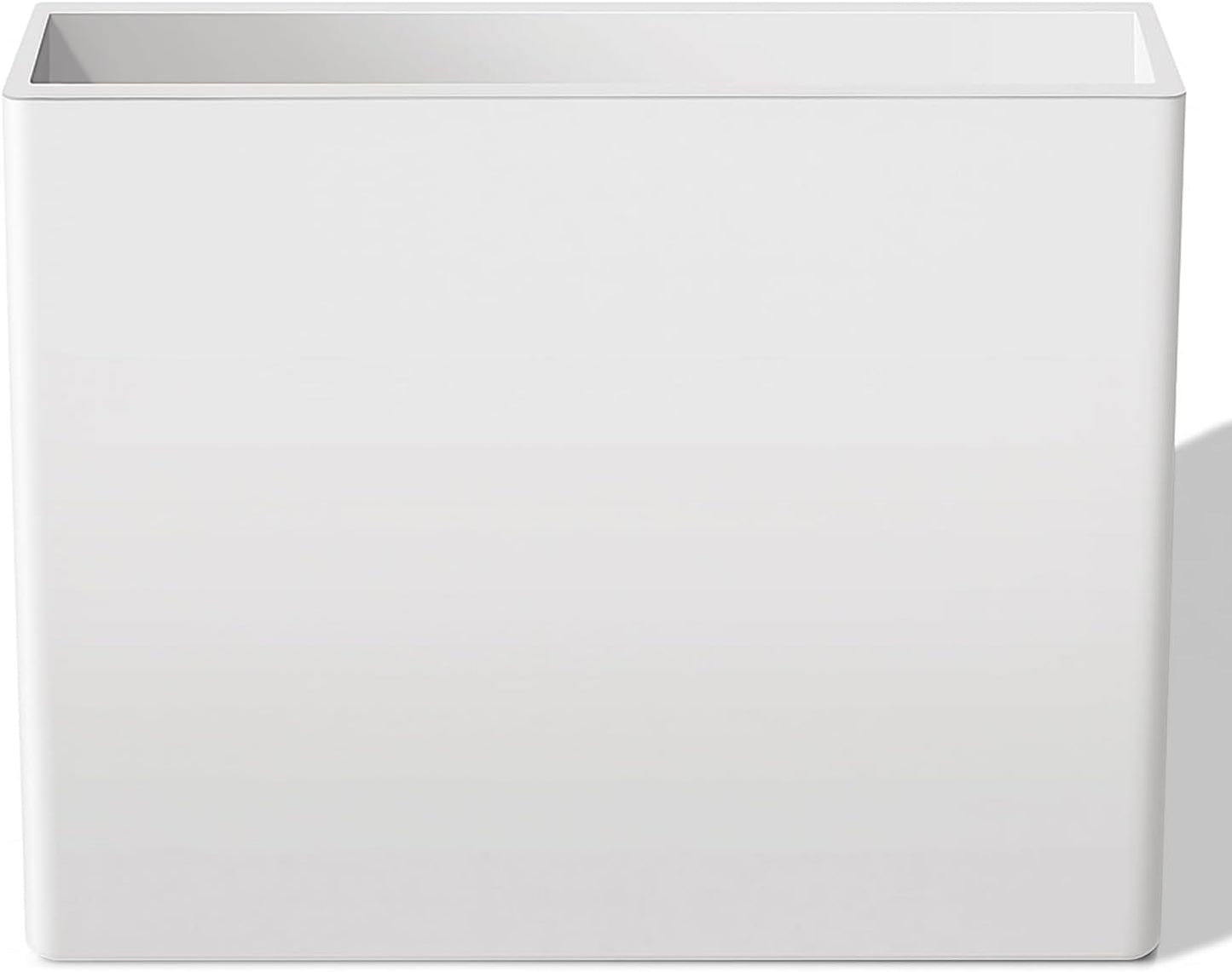 Rectangular Planter Box for Outdoor Plants, Large Tall Resin Flower Pots for Garden, Front Porch, Patio, Indoor (White, 25 x 21 inch)