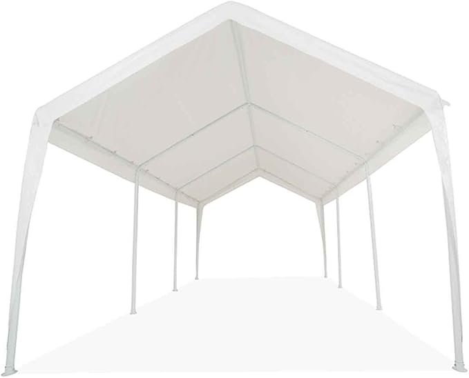 Impact 11' x 20' Portable Carport Garage Canopy, Outdoor Party Tent with 8 Dressed Legs, White