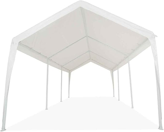 Impact 11' x 20' Portable Carport Garage Canopy, Outdoor Party Tent with 8 Dressed Legs, White