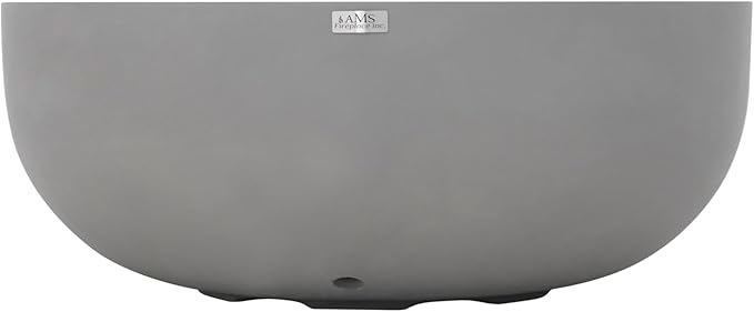 AMS Creations | Eclipse 44" Round Cast Concrete Propane Gas Fire Pit Bowl Table | Light Gray | Smooth Texture Surface | Electronic Ignition | Outdoor Patio Heater Outside Backyard Fireplace