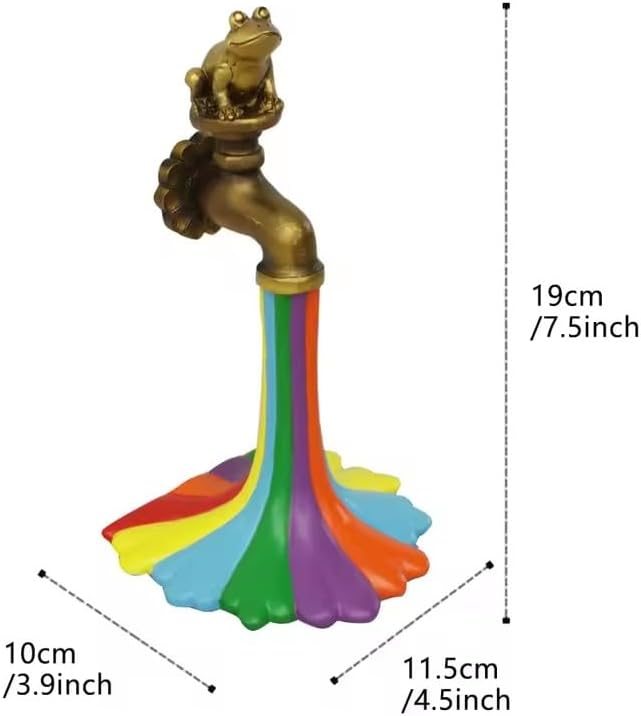 Rainbow Frog Decorative Faucet Garden Art Handpainted Frog Decor for Garden