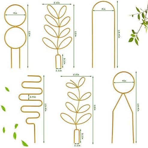 8 Packs Gold Metal Wire Trellis for Potted Plants, Climbing Plants, Indoor Houseplant Lover, Hoya, Pothos, Flower, Monstera