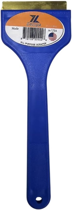 25-555-Blue Brass Blade Ice Scraper – Scratch-Free, Rustproof, Heavy-Duty Ice Remover Tool, Blue