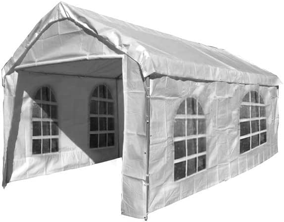 10X20 Canopy Tarp Set (5pc) Paneling and Top Set Valanced Tarp Kit Carport (Side Wall 2 Windows Replacement (White))