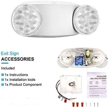1 Pack White LED Emergency Lights with Battery Backup, Two Head Adjustable Emergency Lighting Fixtures-Fireproof Materials-Emergency Lighting Fixture/Emergency Light Home.
