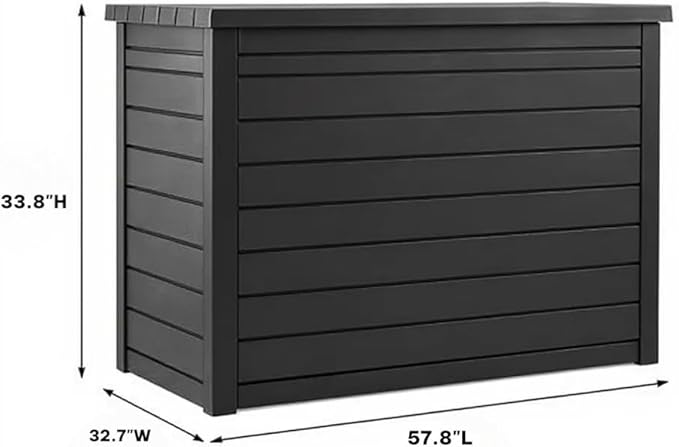 230 Gallon Deck Storage Box Outdoor Patio Container (Graphite Black)