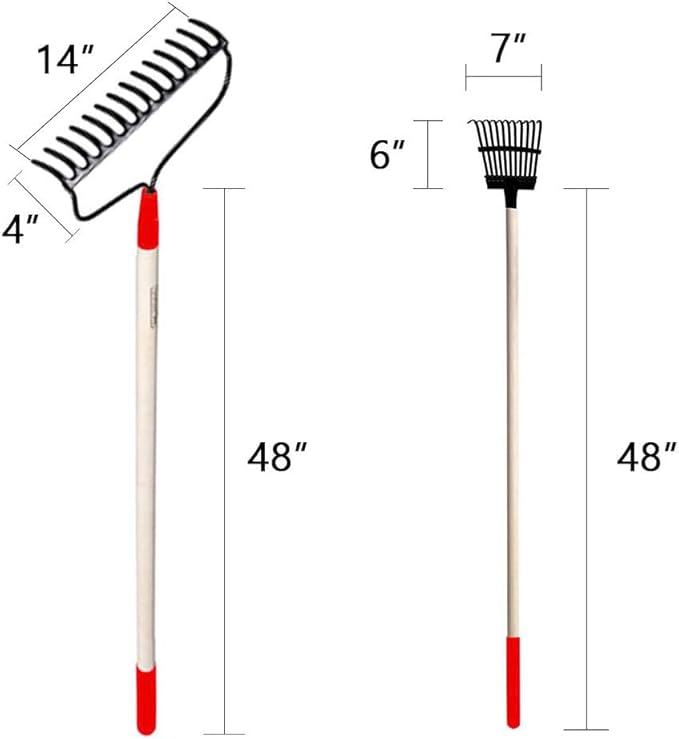 GardenAll 7-Piece Shovels Rakes Hoe Set Garden Tools Gifts for Women Long Wood Handle Pointy Shovels for Digging Short Handle Shovel Meteal Rakes Cultivator Set