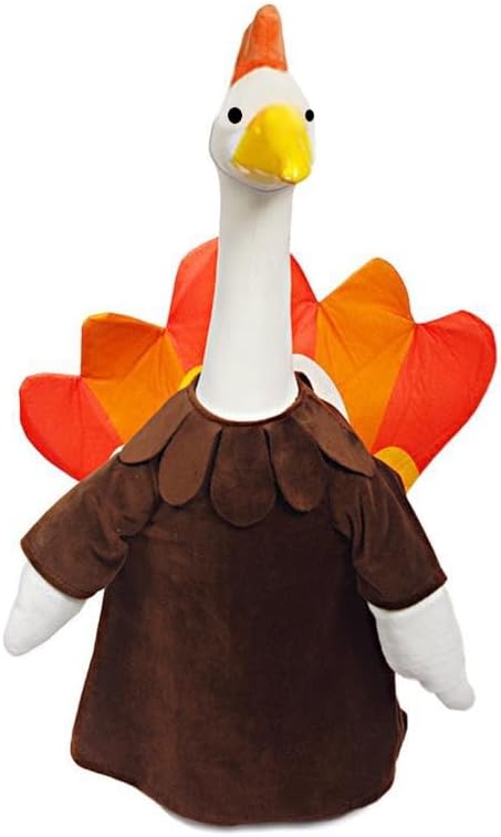 23 Inch Porch Goose Outfit, Seasonal Holiday Decor for Lawn Statues, Halloween Thanksgiving Christmas Goose Clothes Outdoor Costume for Plastic Garden Geese (Turkey Goose Outfits, One Size)