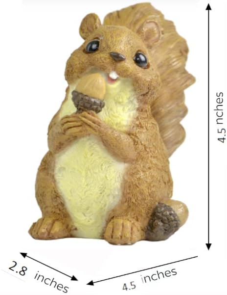 Brown Squirrel Statue with Acorn – Hand-Painted Polyresin Garden Figurine for Lawn, Patio & Planters – Rustic Outdoor Animal Décor