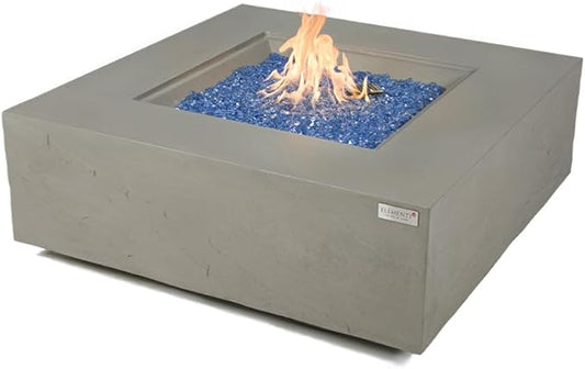 Capertee Concrete Fire Pit 40" x 40" Patio Firepit Includes Fire Glass Modern Fire Pits & Outdoor Fireplaces for Garden, Deck, Indoor & Outdoor Heating