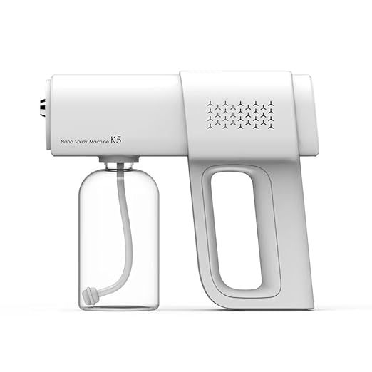 Professional Disinfectant Fogger Machine, 380ml Wireless Nano Sprayer Gun Handheld Sanitizer Fogger, Blue Light Foggers for Touchless Sanitization (White)