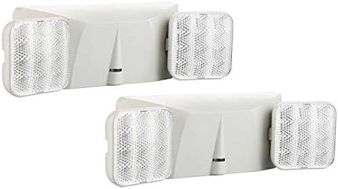 2 Packs LED Emergency Lights with Battery Backup-Exit Signs with Emergency Light-UL Listed Adjustable Square 2 LED Head -Wall Mount Hard Wired 120-277VAC- Fire Resistant Exit Lighting.