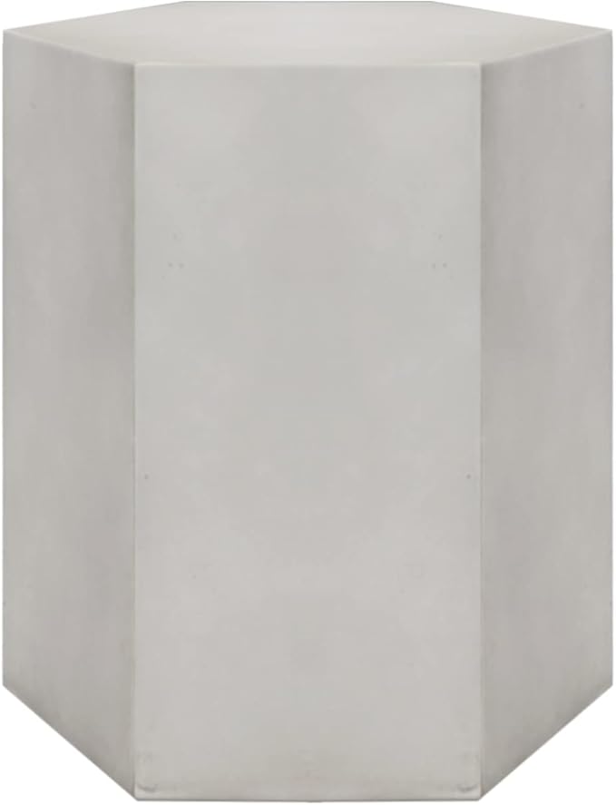 COSIEST Concrete Accent Table, Hexagon Patio Side Table 14.5''Wx16''H, Modular Design Indoor Outdoor End Table, Light Grey