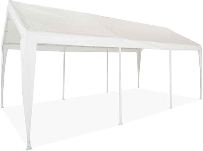 Impact 11' x 20' Portable Carport Garage Canopy, Outdoor Party Tent with 8 Dressed Legs, White