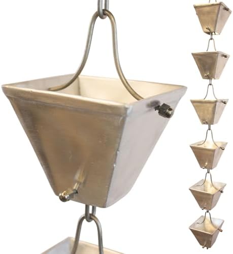 Nutshell Stores Medium Square Cups Rain Chain - Aluminum - 20 Feet