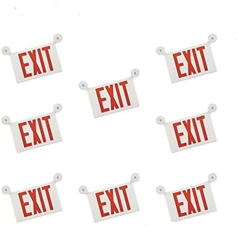 8 Pack Red Led Exit Sign with Emergency Lighting Battery Backp -Two LED Adjustable Head -120V/277V-UL Listed-Exit Lighting -Dual LED Lamp ABS Fire Resistance for Power Failure.