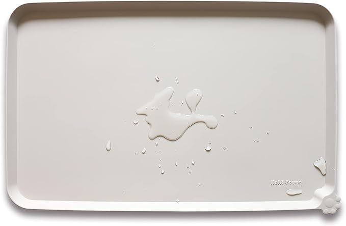 Hoki Found Silicone Pet Food Tray - High-Lips Dog Cat Bowl Mats - Waterproof Dog Cat Food Mats - Colors: Cream Brown