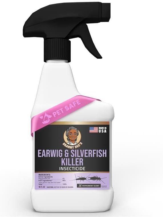 Granny Dee’s Silverfish Killer Indoor & Outdoor (Made in USA) - Kills Pests in 24 Hrs - Plant-Based Bug Killer with Peppermint Oil - Safe for Pets & Kids - Targets Earwigs, Ants, Insect, Fly & Spider