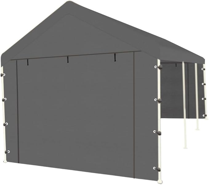 Sidewall Panel with Elastic Ball Bungees, for 10x20 FT or 12x20 FT Garage Party Tent Shelter - Gray, One Sidewall Panel Only