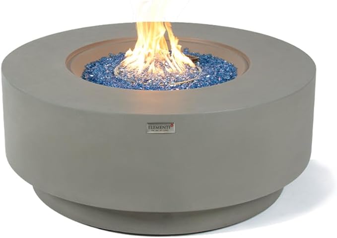 Colosseo Concrete Fire Pit 40.9" x 40.9" Patio Firepit Includes Fire Glass Modern Fire Pits & Outdoor Fireplaces for Garden, Deck, Indoor & Outdoor Heating