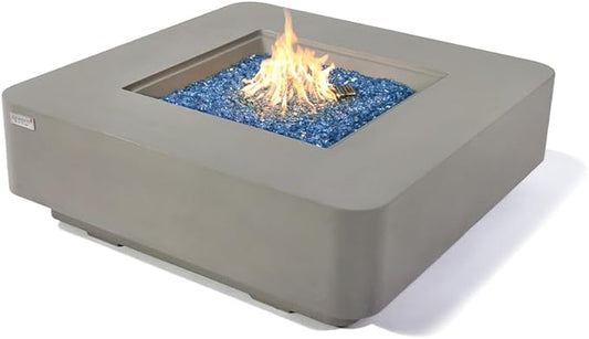 Lucerne Concrete Fire Pit 42".1 x 42 Outdoor Patio Firepit Includes Fire Glass Modern Fire Pits & Outdoor Fireplaces for Garden, Deck, Indoor & Outdoor Heating
