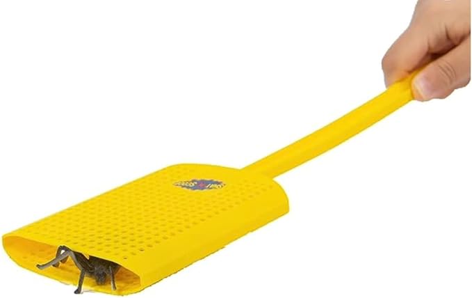 Heavy Duty Fly Swatter and Spider Catcher and Release (1, Yellow). Insect Fly Catchers for Inside Home. House Fly Swatter or Humane Bug Catcher with Built in Insect Scoop.