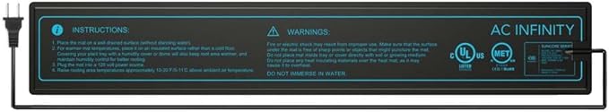 AC Infinity SUNCORE A1, Waterproof Seedling Heat Mat 3" x 20" MET & UL-Certified Heating Pad for Indoor Gardening, Hydroponics, Germination, Cloning