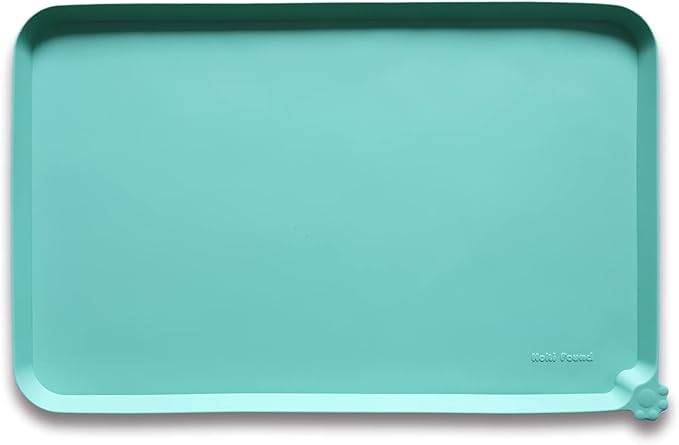 Hoki Found Large Silicone Non Slip Pet Food Mats - Tray for Dogs and Cats - Waterproof Feeding Mats - Cool Mint
