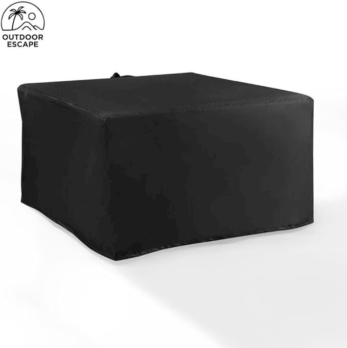 Black Fire Pit Table with Slatted Top and Covers – Propane Backyard Fireplace with Glass Beads and Tank Storage for Patio Furniture Use