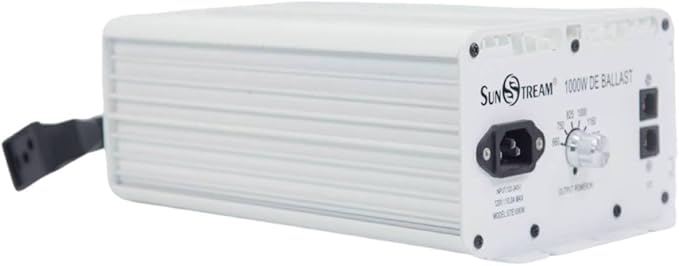 SunStream 1000 Watt HPS Light Dimmable Electronic Grow Light Ballast Controller Port for Indoor Plant (White)