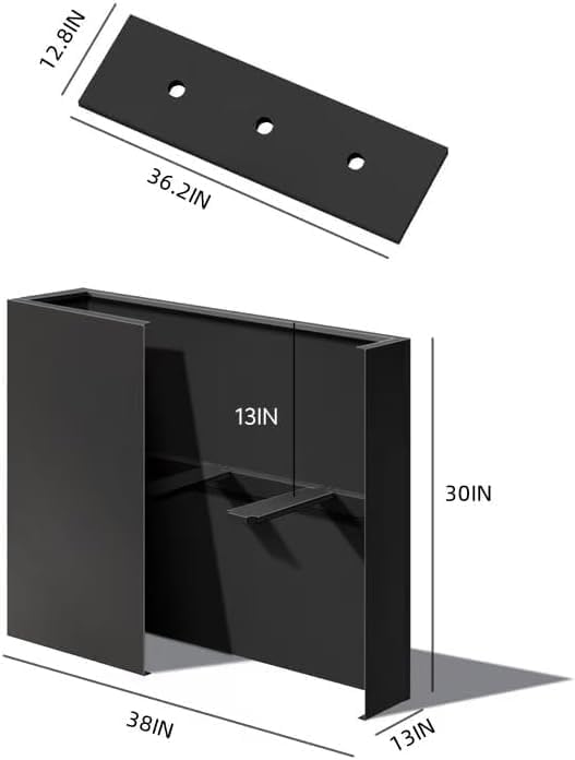 38" L x 13" W x 30" H Metal Tall Rectangular Planter - Large Planter Box for Outdoor Patio/Porch Modern Design for Plants, Flowers, Garden,Spliced Flower Pot (White)