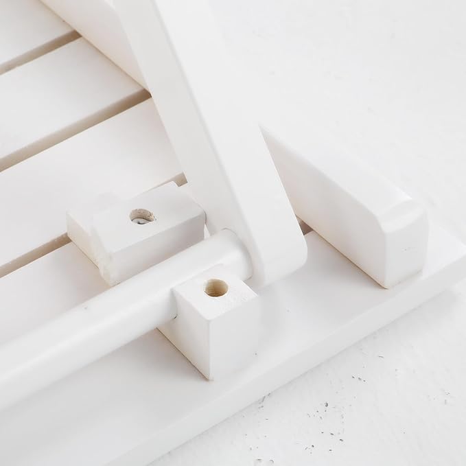 2 Pcs Small Folding Patio Side Table Outdoor Wood Wooden Small End Portable Plant Little Table for Garden Yard Porch Living Room Space Pool 15.4x15.4 x18.3 inch (White)