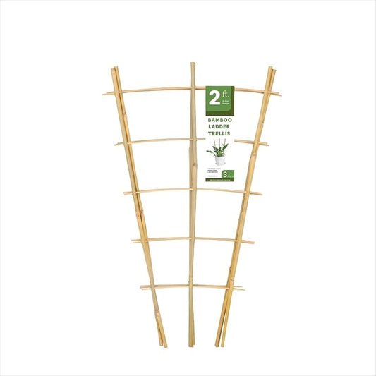 Bamboo Garden Trellis - 24 Inches Tall, 3 Pack - Perfect for Climbing Plants, Vegetables, and Pots - Enhance Your Garden with Natural Bamboo ，2Ft Plant Trellis Indoor