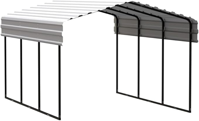 Carport 10 x 15 x 7 ft Eggshell Sturdy All-Steel Heavy Duty Canopy Shelter with Metal Frame for Parking a Car, SUV, Truck, Boat, Motorcycle, and Other Vehicles Outdoor in Your Driveway